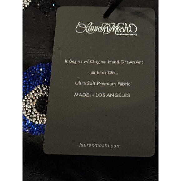 Lauren Moshi Crystal Rainbow Evil Eye T-Shirt Top Black Small New With Tag - Picture 6 of 8